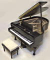 1/12th scale grand piano made from a complex multi media kit. Size: length 140mm